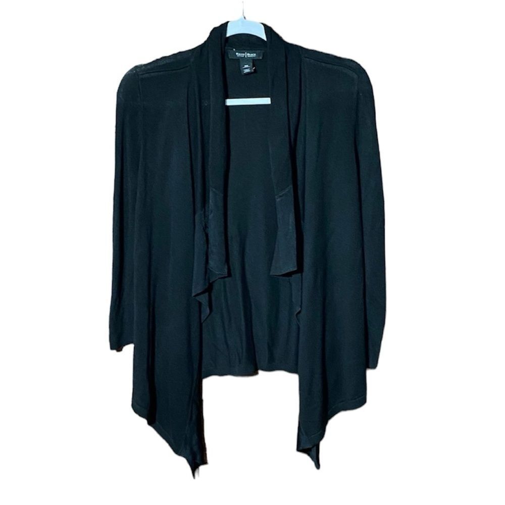 White House Black Market Open Front Draped Black Cardigan Women's Size XS